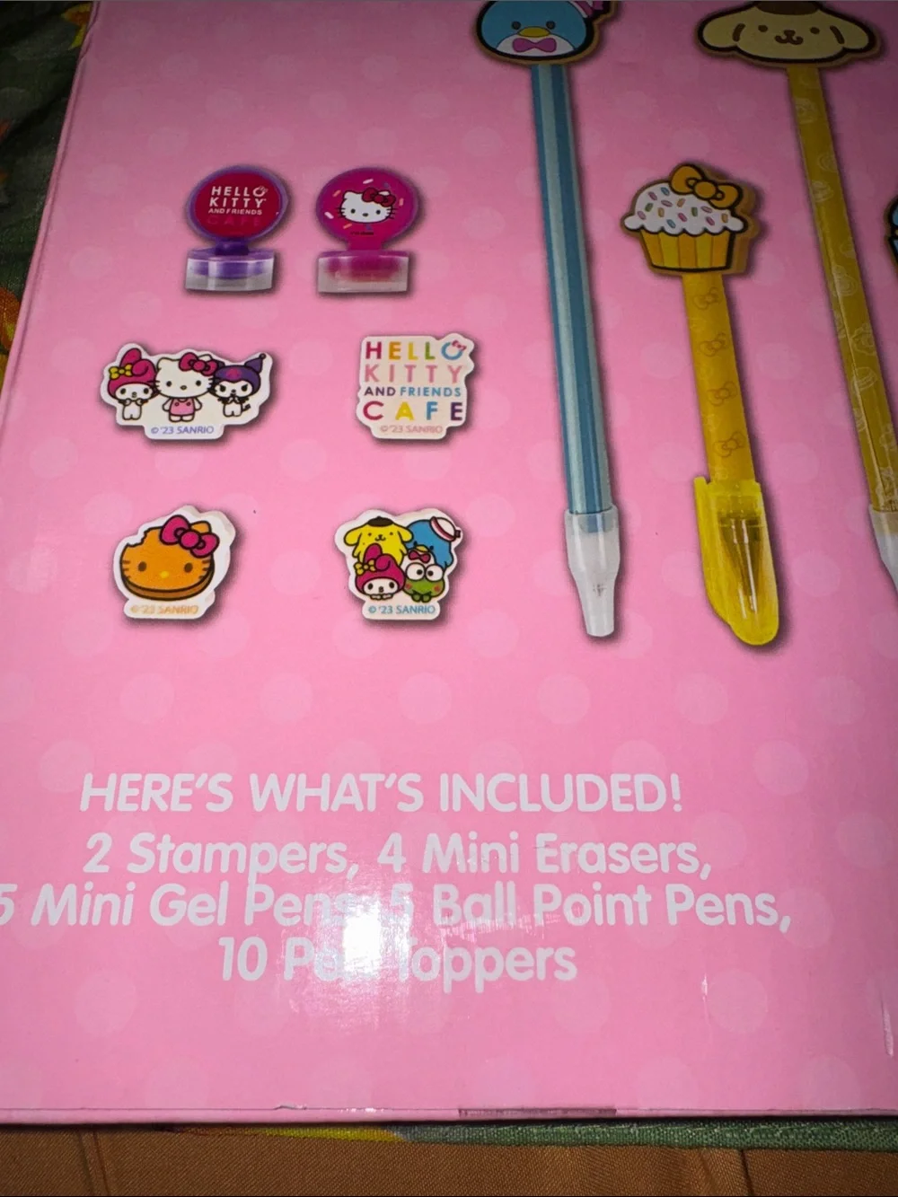 Hello Kitty & Friends Cafe Assorted Character Multi Pen Set Erasers Pen Toppers
